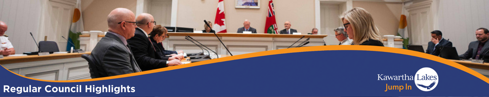 Regular Council Highlights with image of Council in Council Chambers