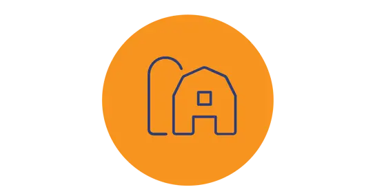 farm icon on a yellow circle