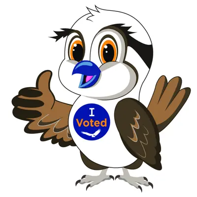Obbie wearing I voted sticker