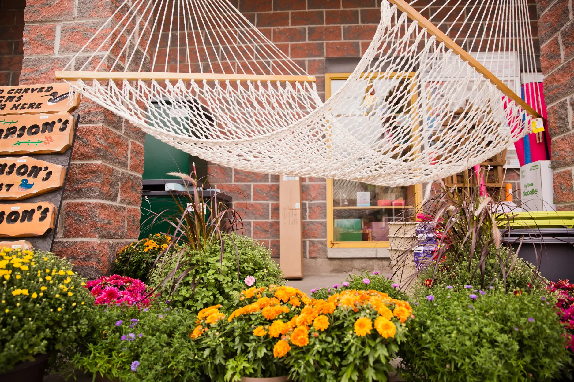 hammock outside a store in Coboconk