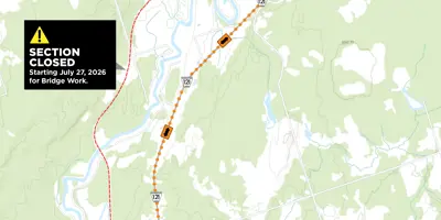 Image showing the bypass route for the upcoming Victoria Rail Trail bridge work construction July 27, 2026