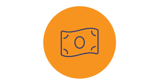 money icon on a yellow circle