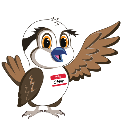 Obbie the Osprey indicating that the below items are included in the program