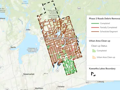 Showing a screenshot of the Storm Debris Clean-up map