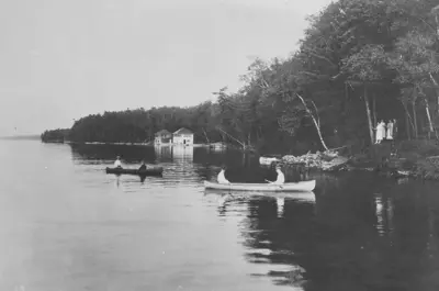 historic image of canoes