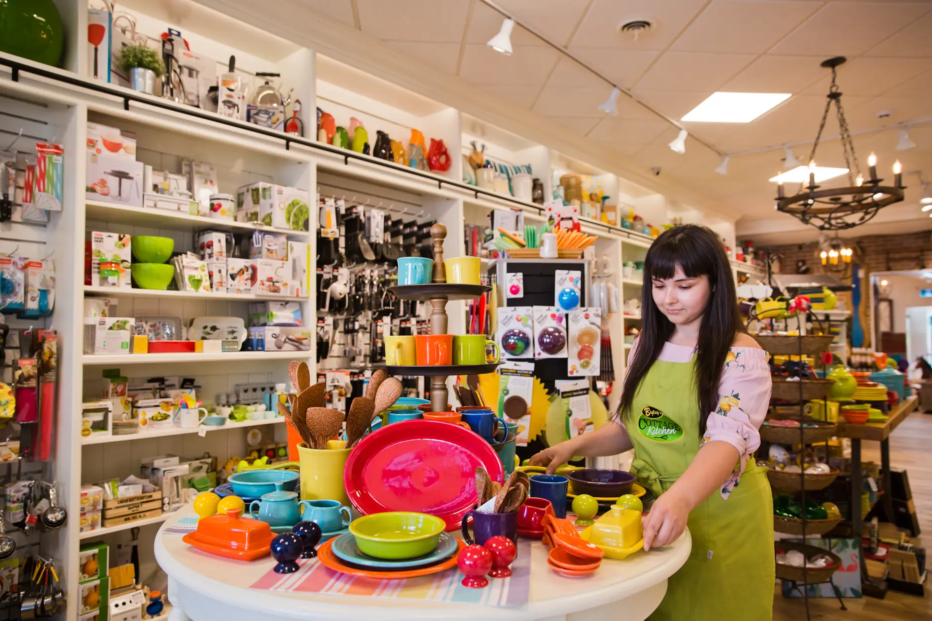Business owner organizing products