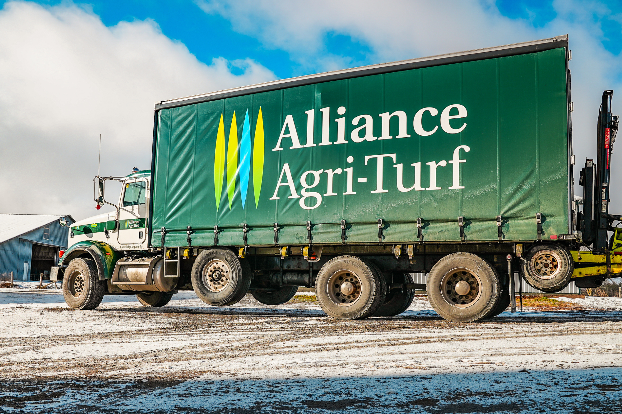 Box truck with Alliance Agri-Turf logo on it