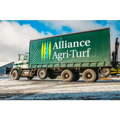 Box truck with Alliance Agri-Turf logo on it