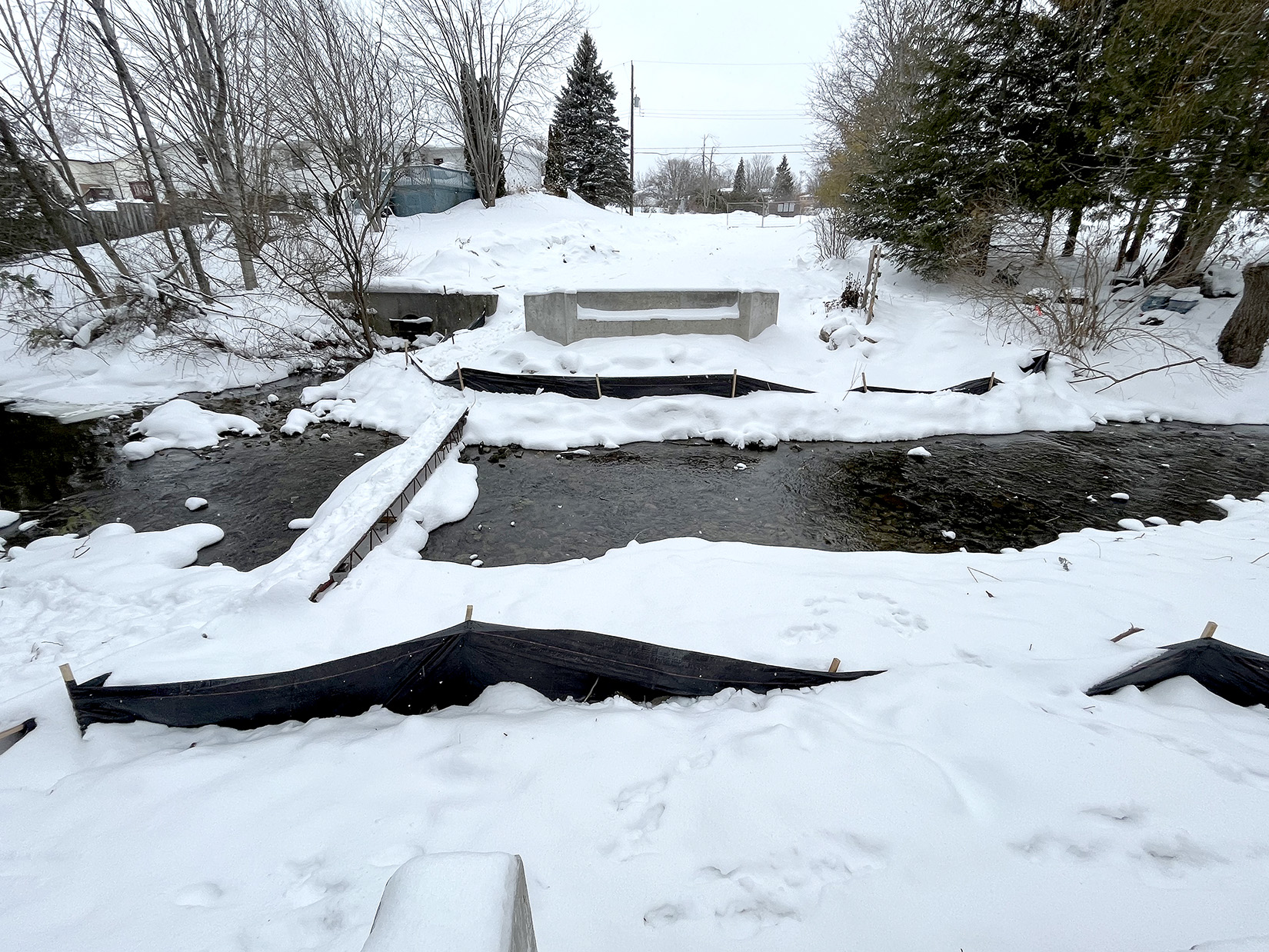 Jennings Creek Champlain Bridge Foundations across the creek for trail system connection.