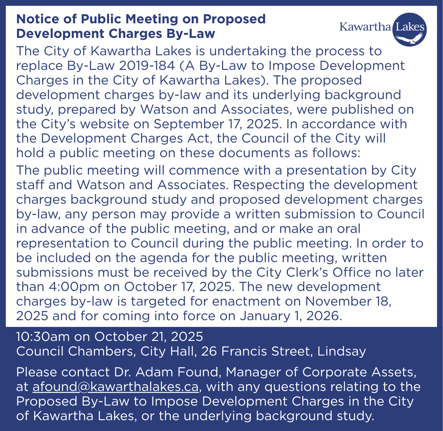 Text - Notice of Public Meeting on Proposed Development Charges By-Law