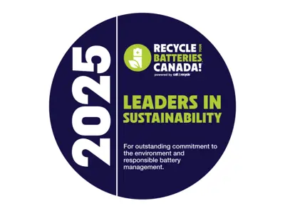 2025 leaders in sustainability badge from Call2Recycle
