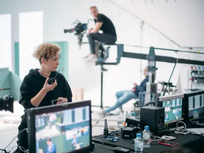 people filming on set