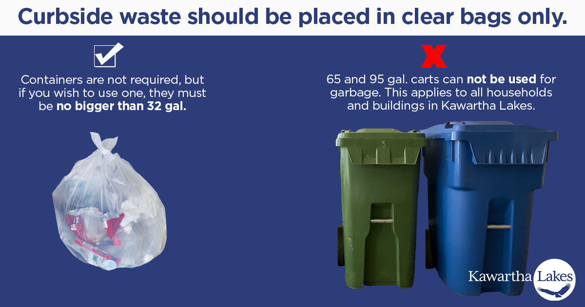 Photo showing proper set out for clear bags of waste