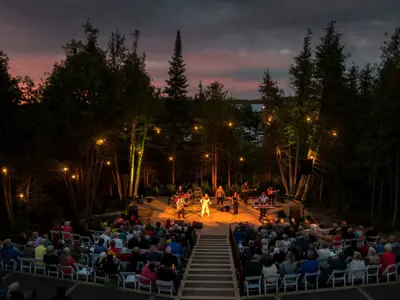 outdoor theatre performance at night