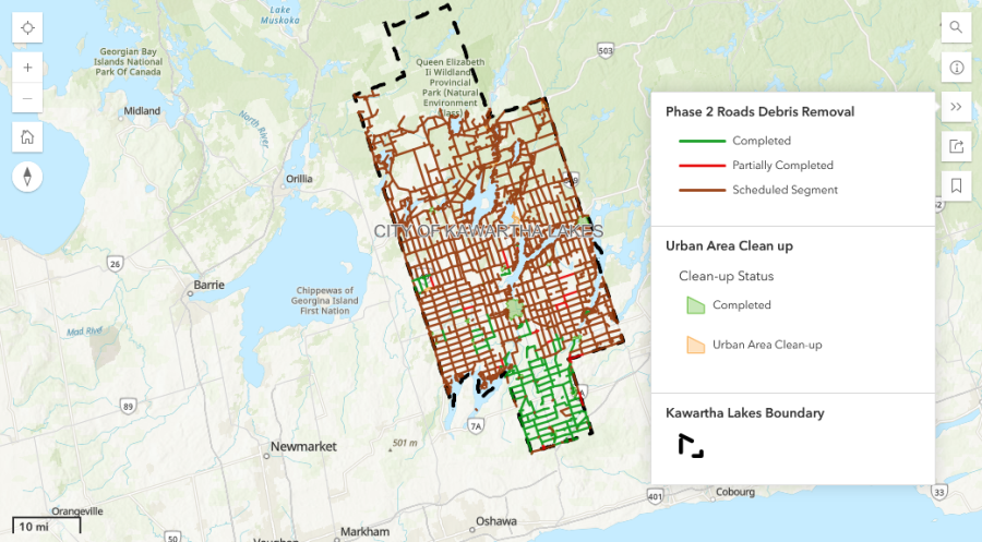 Showing a screenshot of the Storm Debris Clean-up map