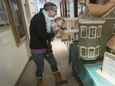 Mom and baby at a museum