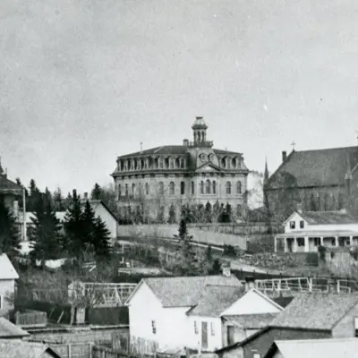 historic photograph of convent and church