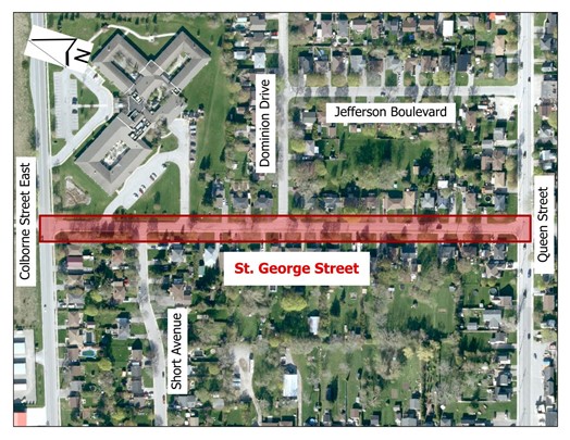 Map of St. George St in Lindsay