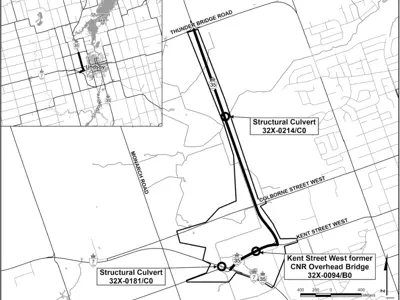 Key Map indicating the area the study is covering, highway 35 from highway 7 to thunder bridge road