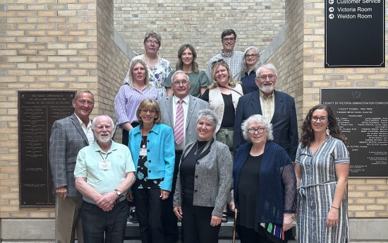 2025 Accessibility Award Winners and attendee group shot on the stairs in City Hall