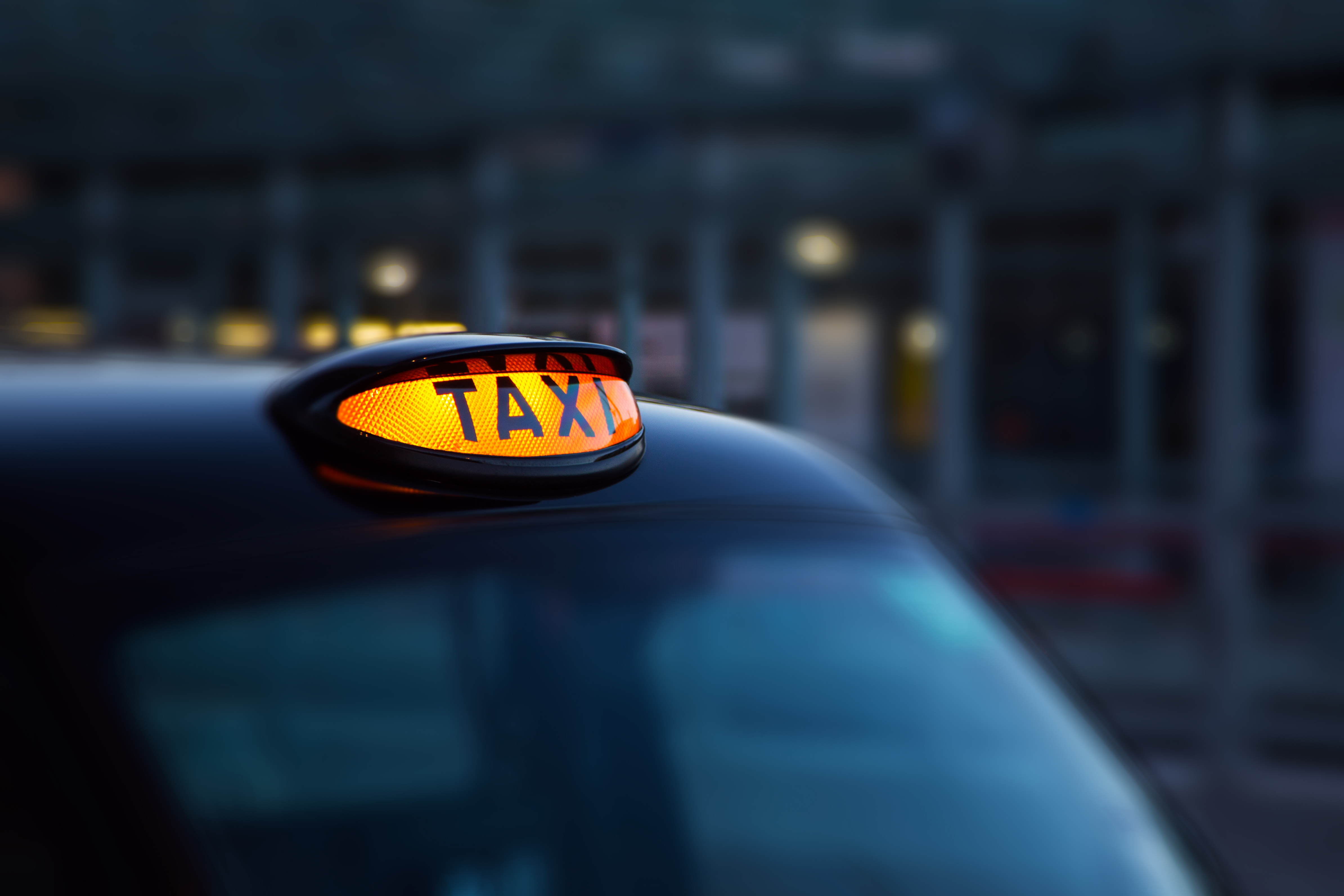 taxi light on