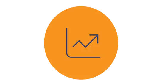 Chart increase icon on yellow circle