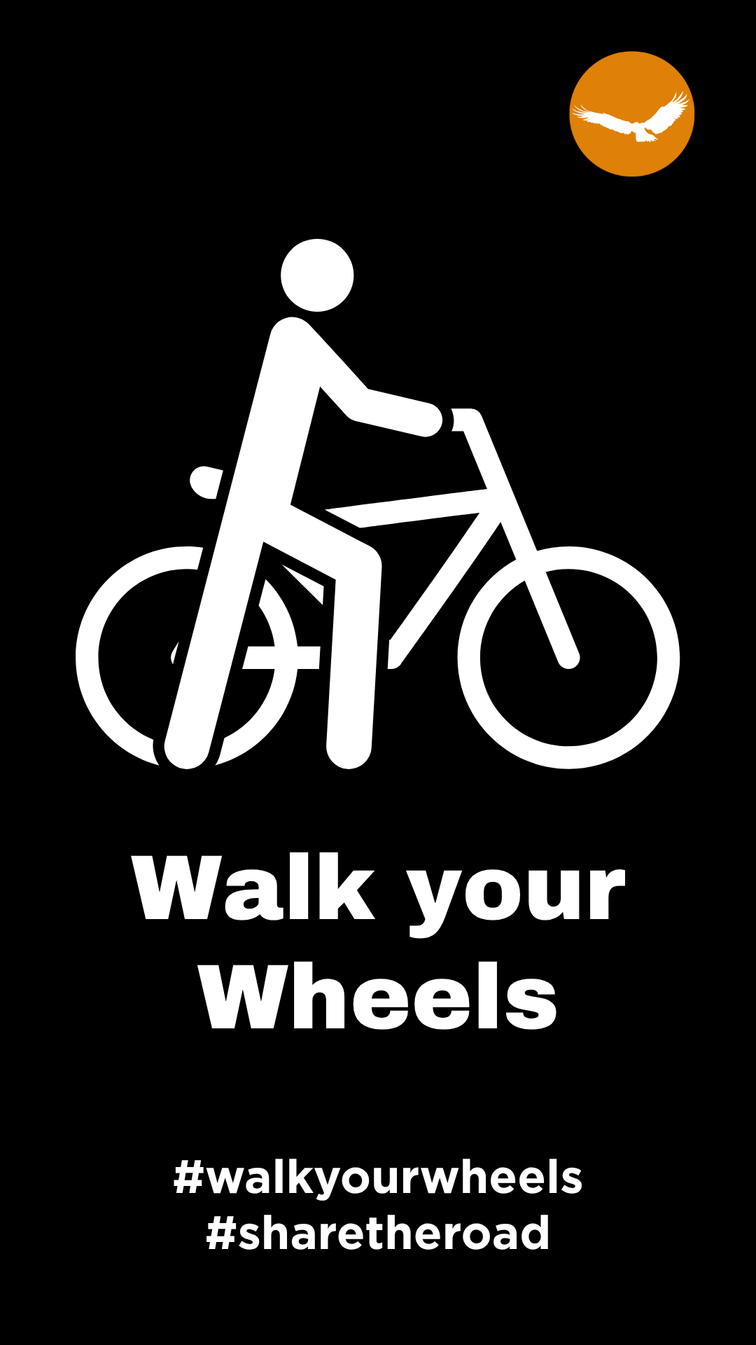 black and white icon of person walking bike