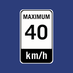 40 kilometre per hour speed sign graphic
