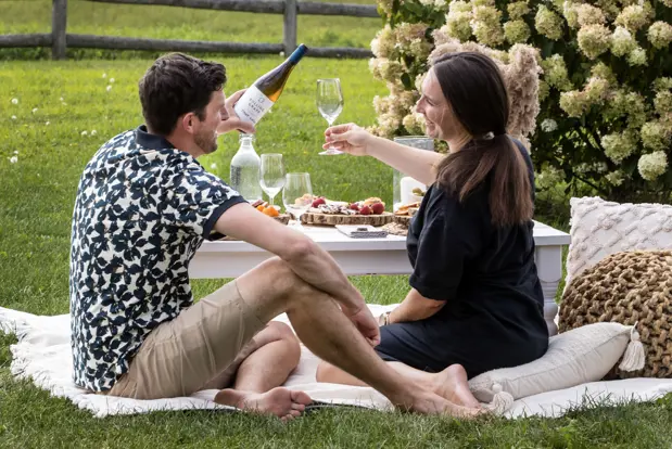 Two people having a picnic