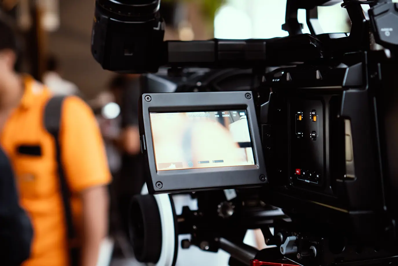 Camera filming and man