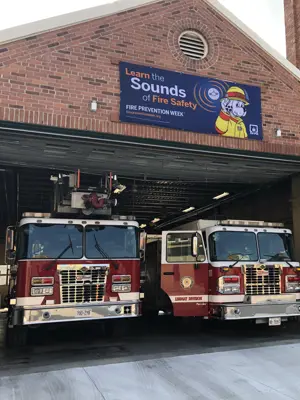 Two firetrucks in fire station